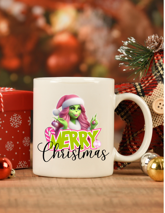 Christmas LAdy Grinch mug